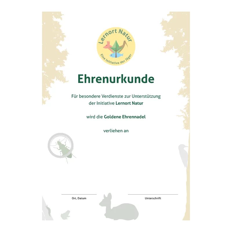 Lernort Natur-Urkunde Gold Verdienst
