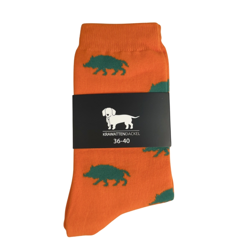 Krawattendackel Socken Wildschwein orange