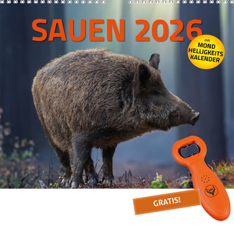 Premium-Kalender "Sauen 2026" mit Mondhelligkeitskalender (inkl. Flaschenöffner)