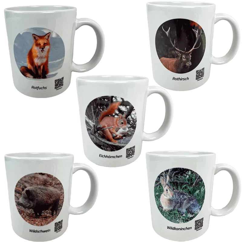 Keramik-Tasse Wildtier (verschiedene Motive)
