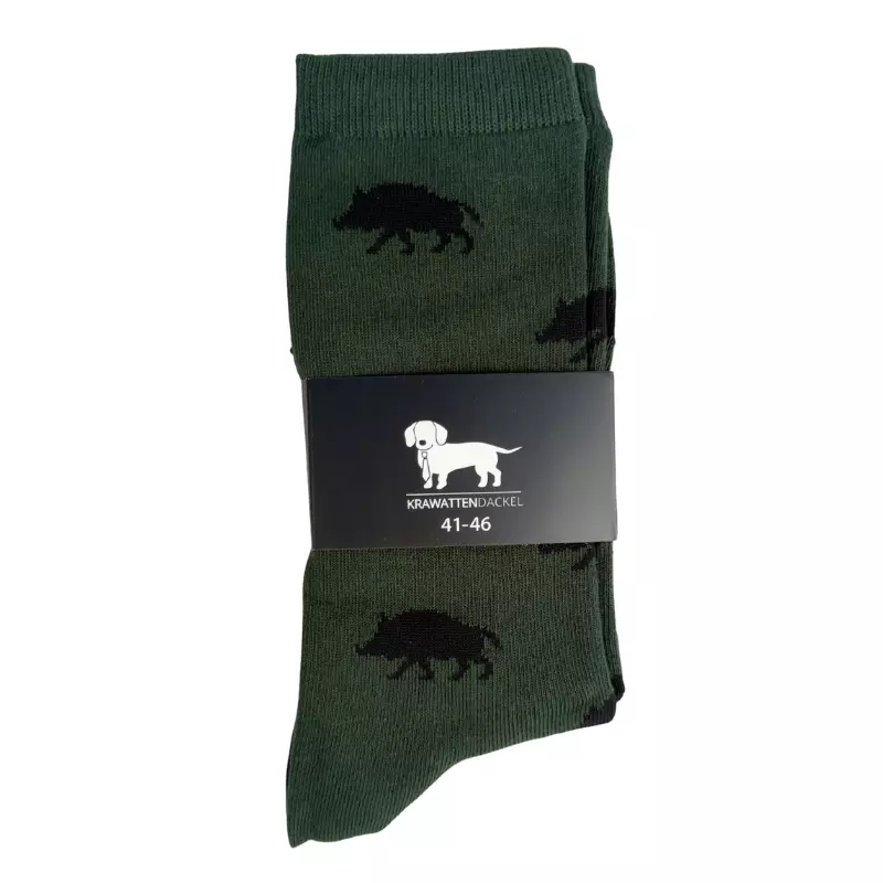 Krawattendackel Socken Wildschwein grün