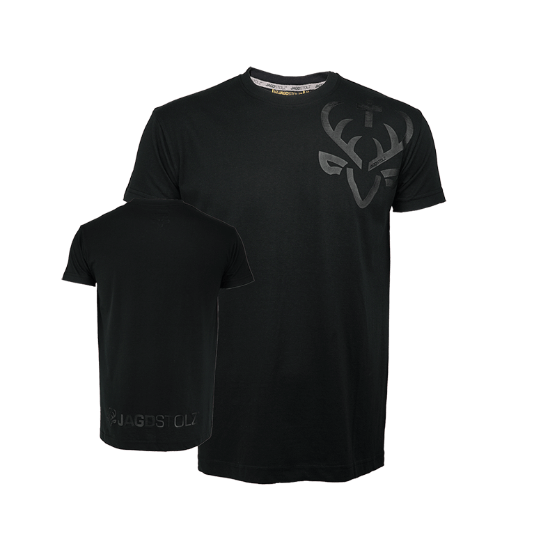 Jagdstolz T-Shirt FULL BLACK Logo Black (beidseitig)