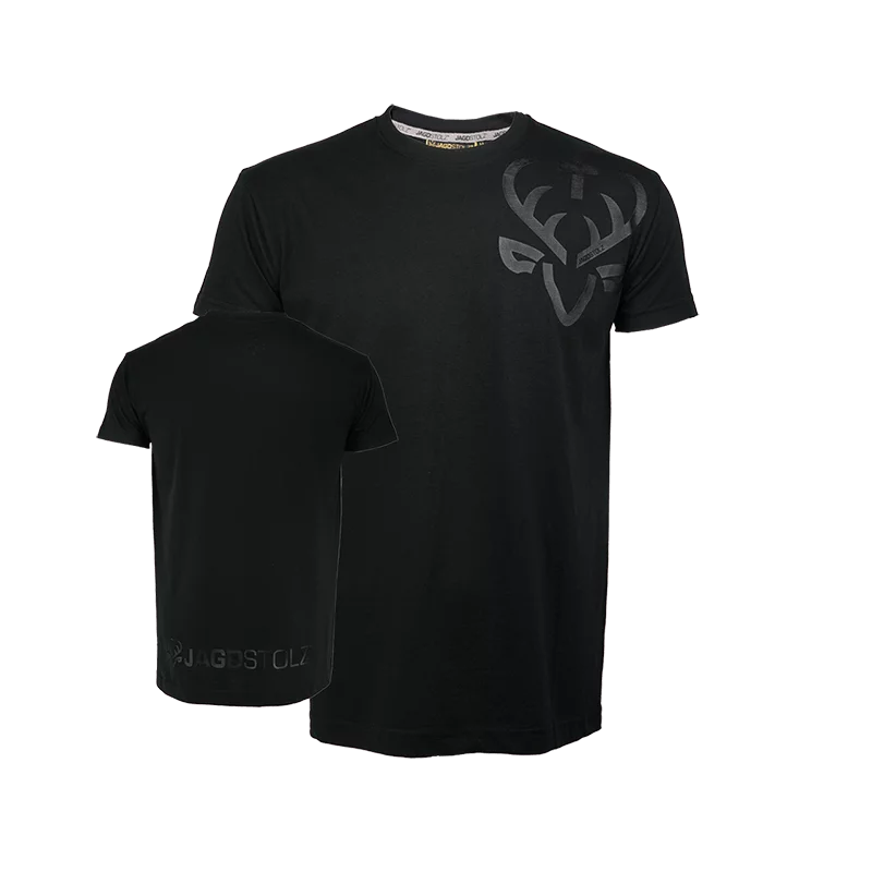 Jagdstolz T-Shirt FULL BLACK Logo Black (beidseitig)