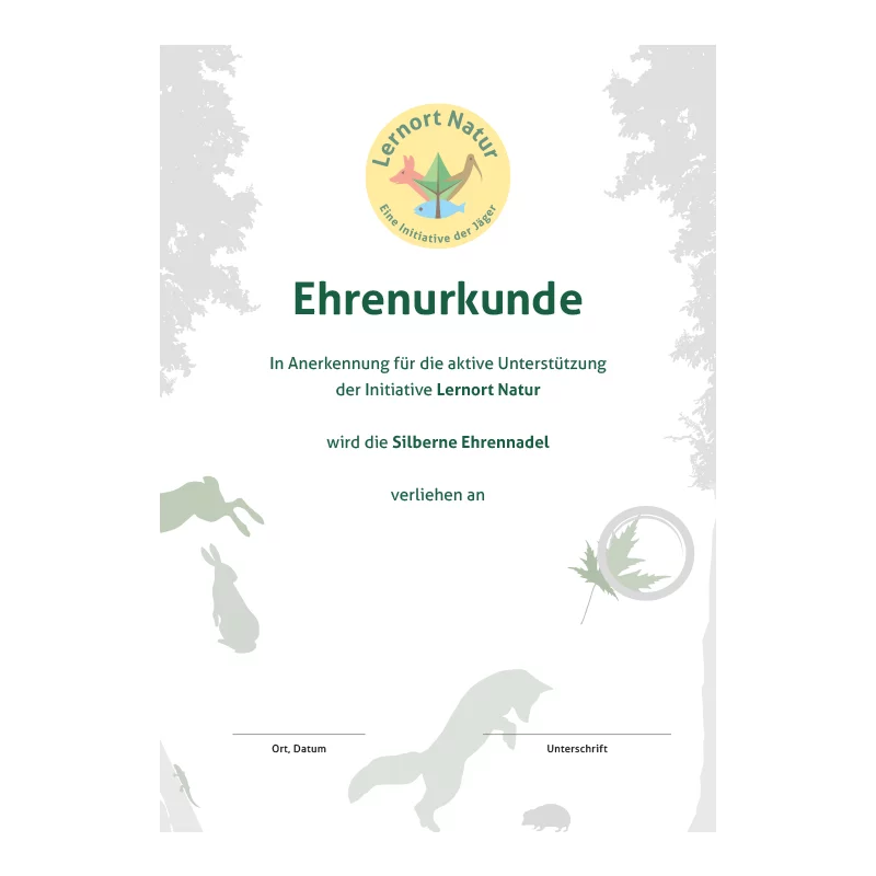 Lernort Natur-Urkunde Silber Anerkennung