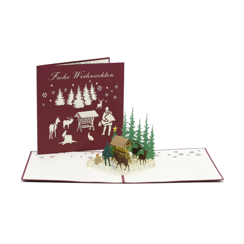 Pop-Up Karte "Futterkrippe" Weihnachtsedition