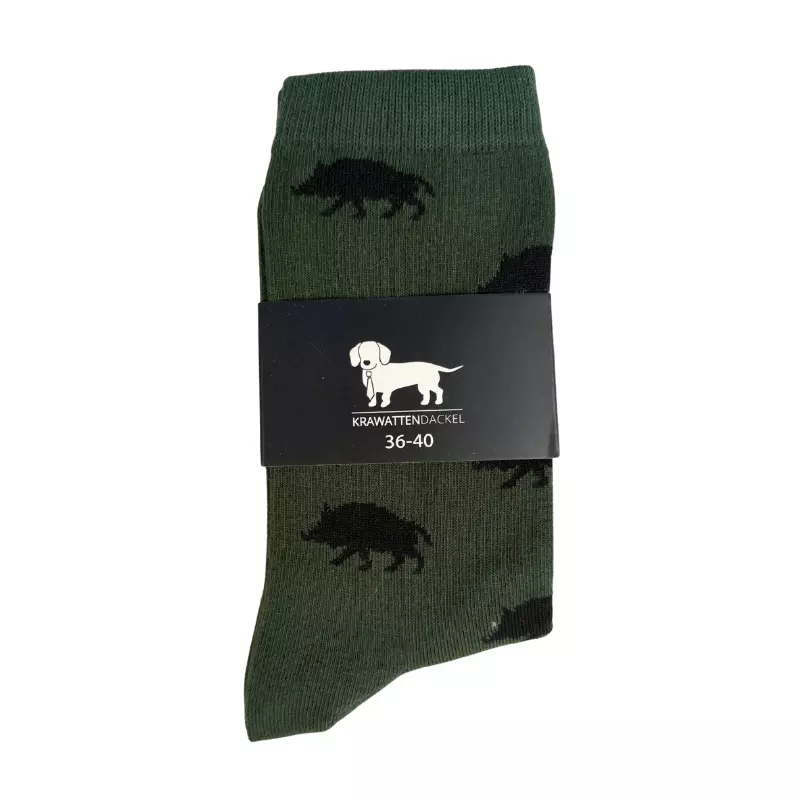 Krawattendackel Socken Wildschwein grün