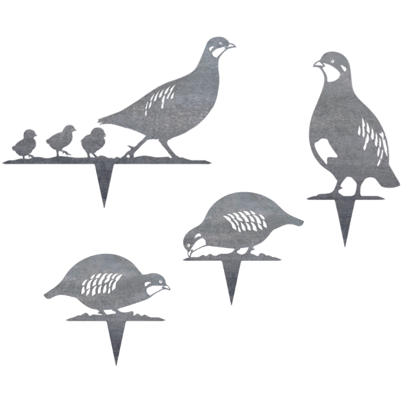 Deko-Gartenstecker Rebhuhn-Set (4-teilig)